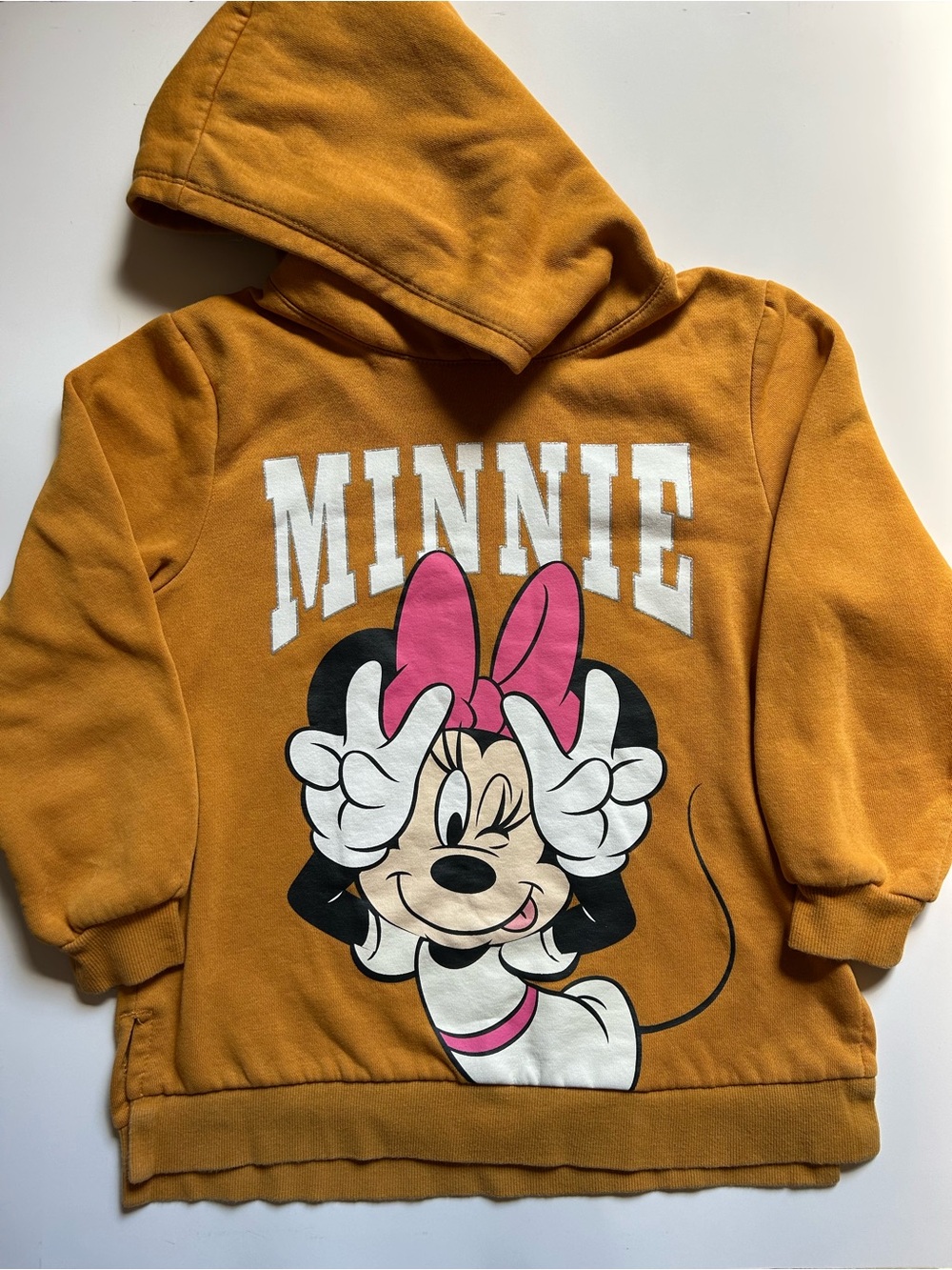 H&M Minnie Mouse Mustard Hoodie for Kids - Pink Bow Graphic